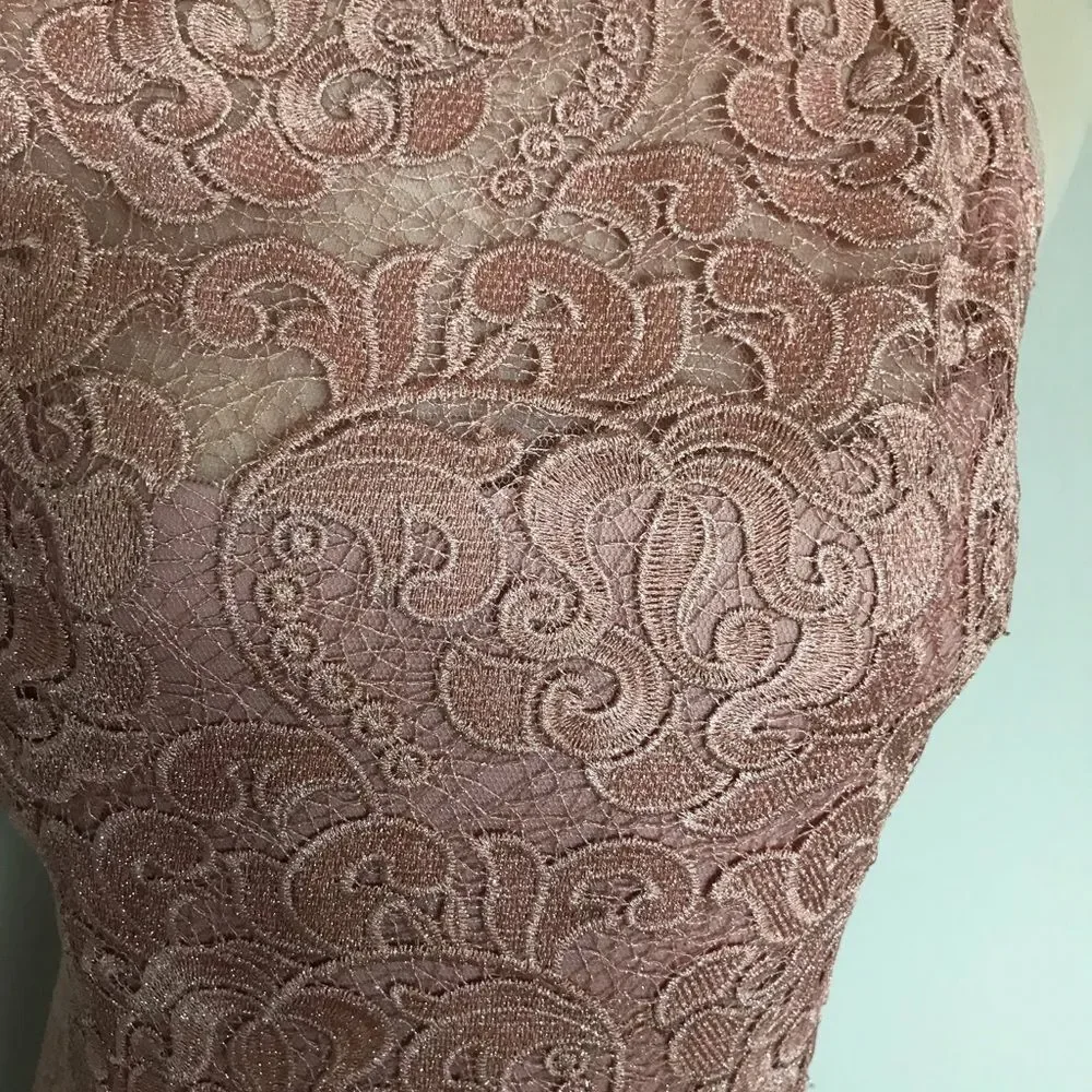 Aidan Mattox Bato Sleeveless Apricot Lace Dress Pristine Condition.  Never worn. - Picture 5 of 7